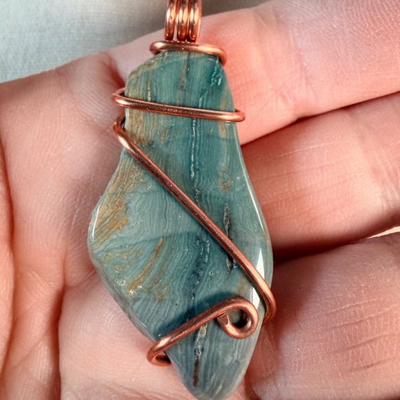 Natural Polished Bogwood Stone Copper Wrapped Pendant | Grounding Earth Energy - Picture 4 of 5